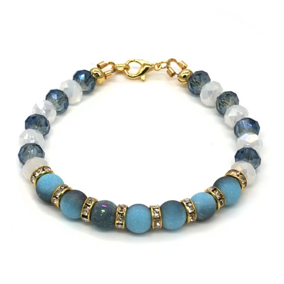 Bracelet with matte texture beads and lobster clasp. - Picture 2 of 2